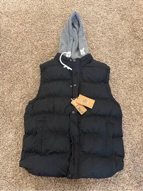 Men’s wantdo waterproof puffer vest jacket with removable hood